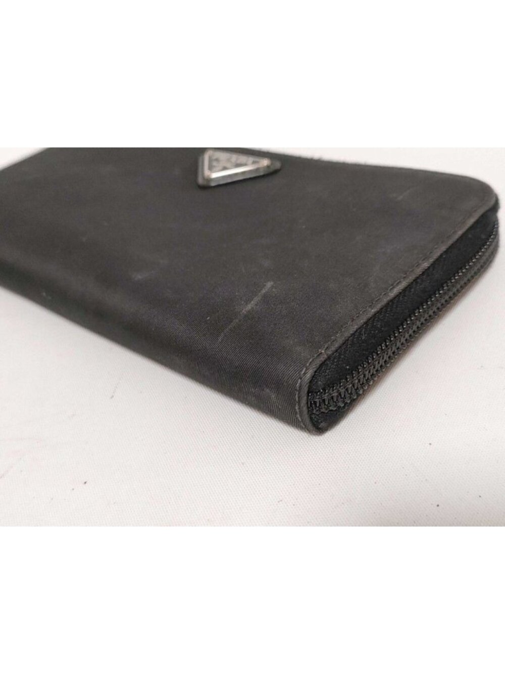 Prada Wallet Triangle Logo Black Nylon Silver - Picture 3 of 10